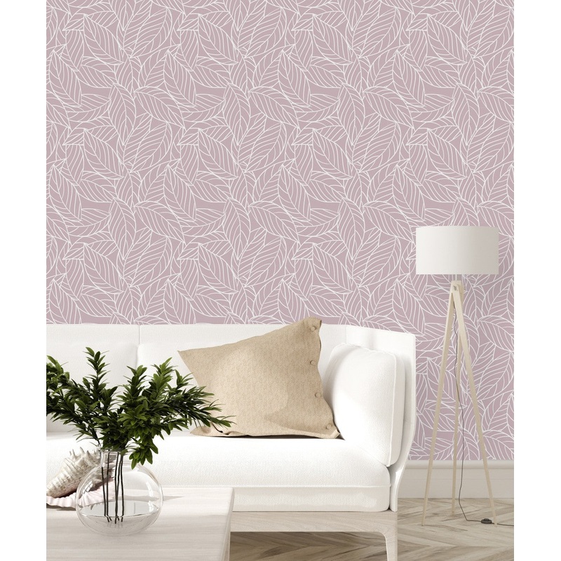 Contemporary Leaves Pattern Wallpaper Chic