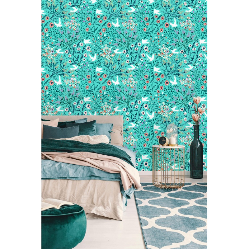 Doves and Flowers Wallpaper