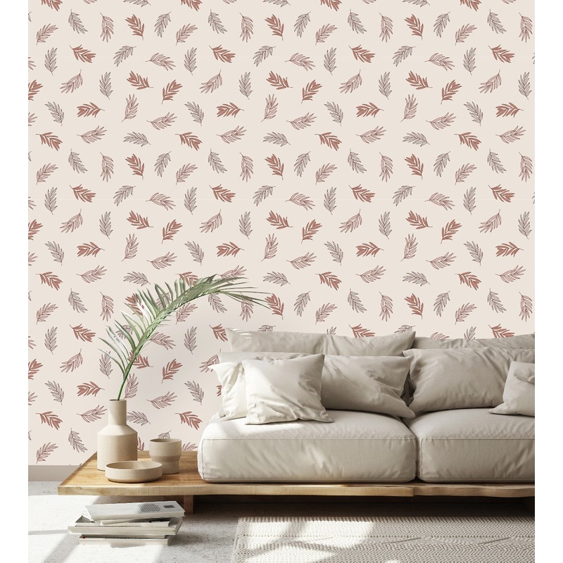 Elegant Beige Leaves Wallpaper Smart Select