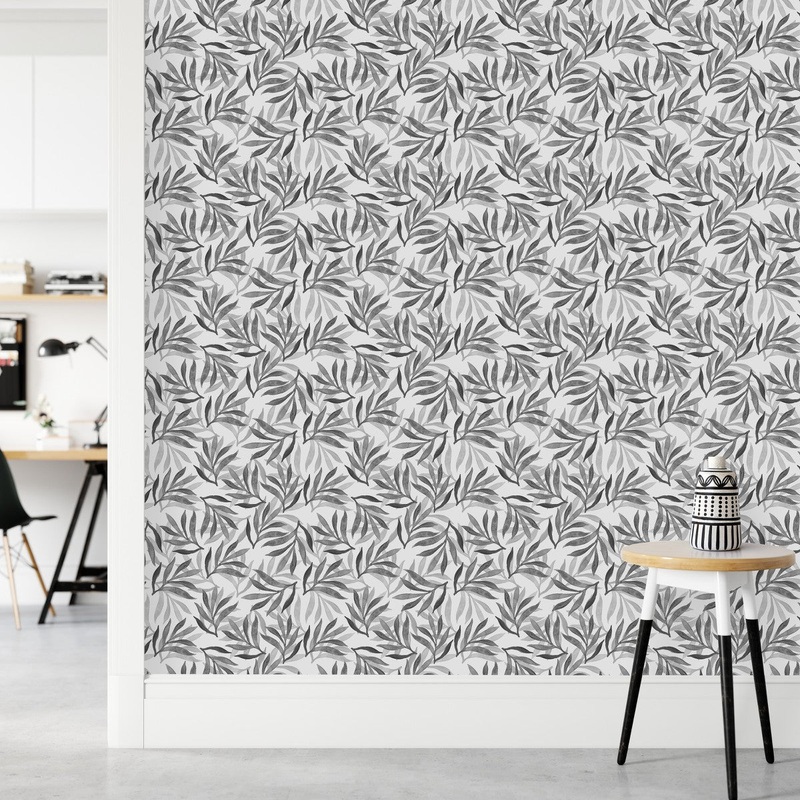 Elegant Grey Leaves Wallpaper Fashionable