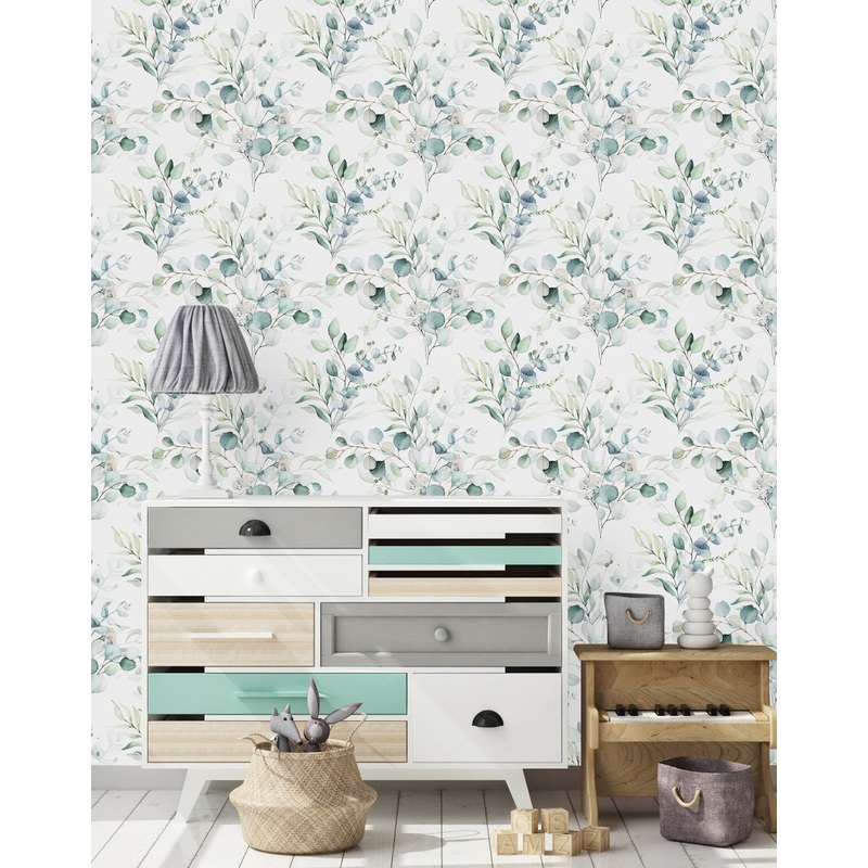 Fashionable Green Watercolor Leaves Wallpaper Smart