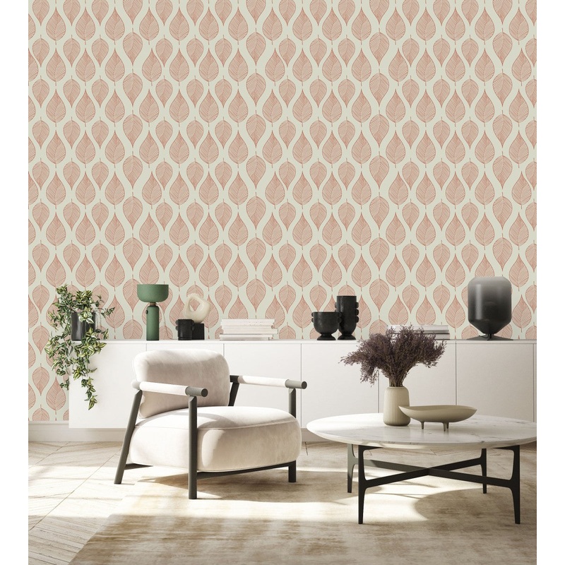 Fashionable Leaves Pattern Wallpaper Vogue