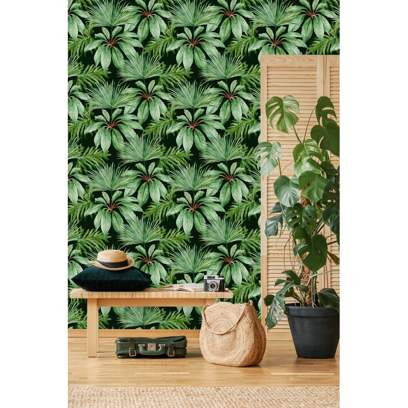 Green Plants on Green Wallpaper