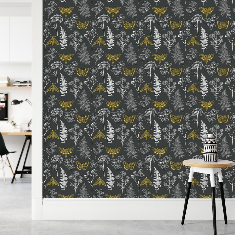 Grey Wallpaper with Wildflowers