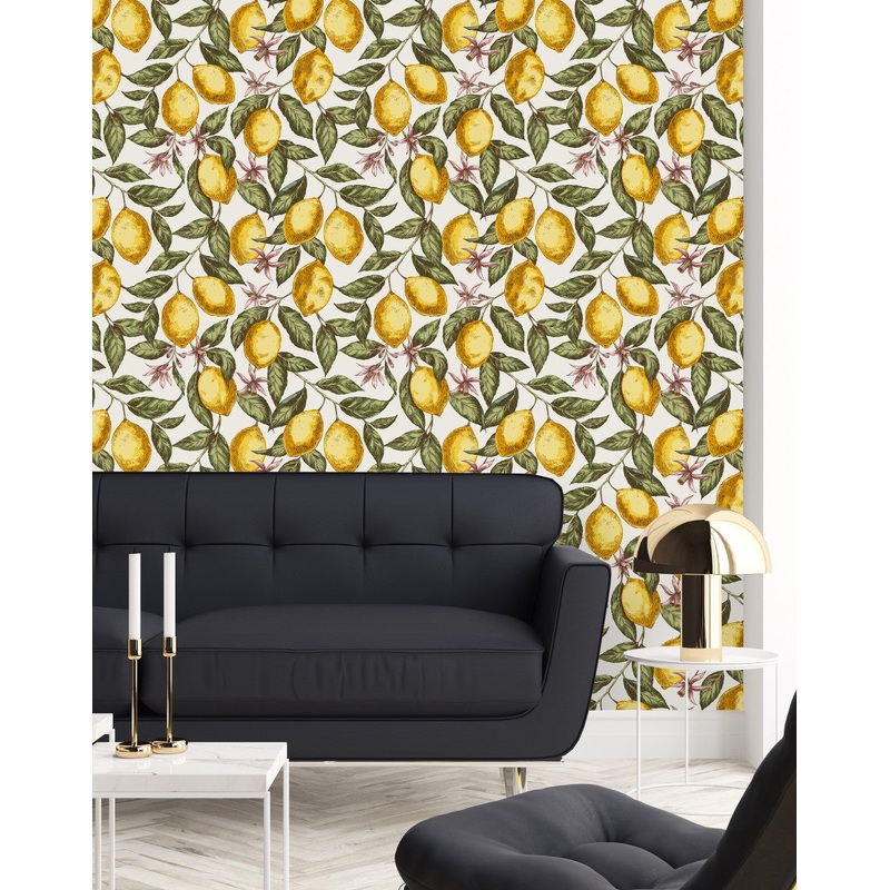 Lemons and Little  Flowers Wallpaper