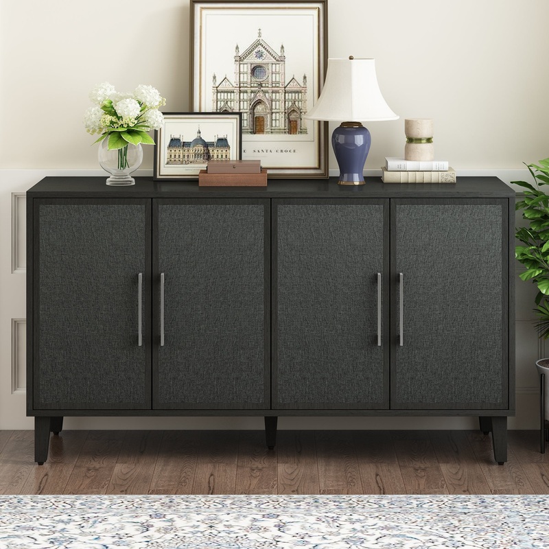 Light Luxury Style Cabinet with Four Linen Cabinet Doors,Suitable for Living Room,Study Room,Entrance