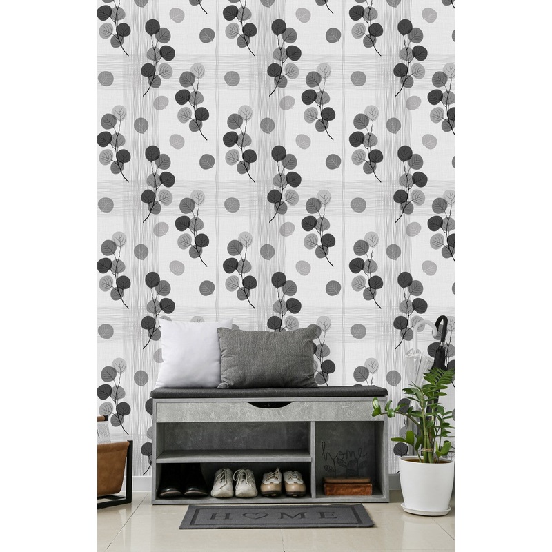Modish Grey Leaves Wallpaper Tasteful
