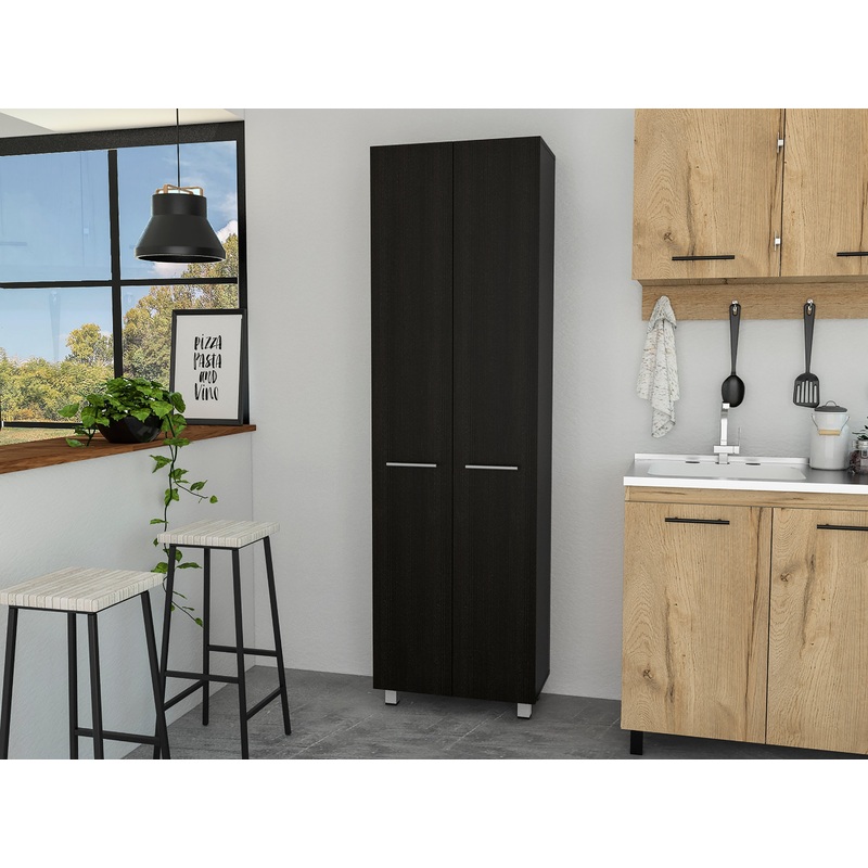 Nalani Rectangle Pantry Cabinet Black Wengue
