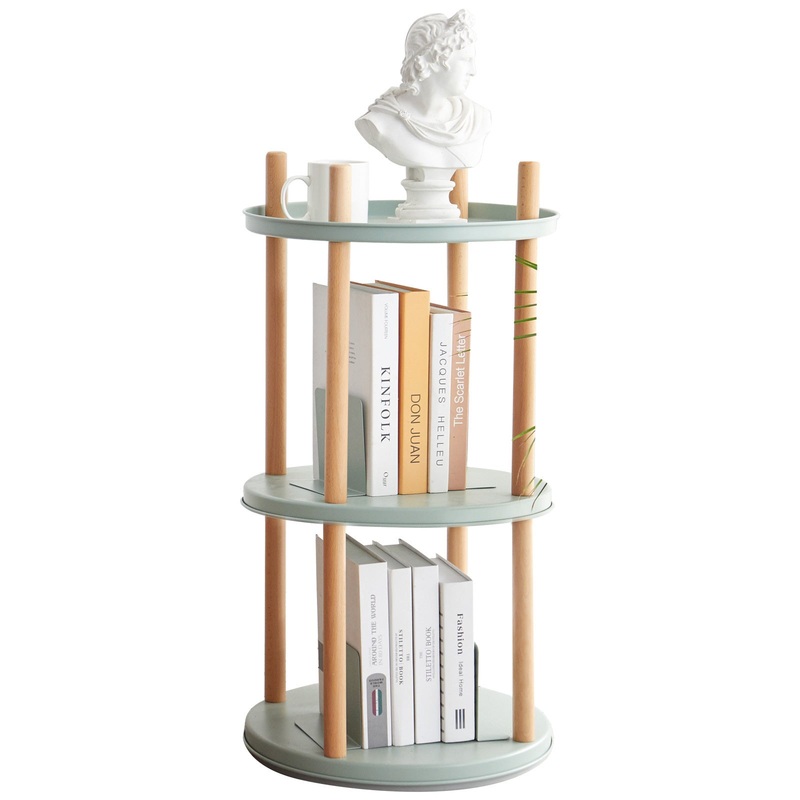 Storage Shelf, 360 degree Rotating Bookshelf, 3 Tier Bookcase w/ Large-Capacity Storage Space, Multifunctional Storage Rack, Compact Design, Standing Shelf for Living Room, Bedroom, Study Room, Kitchen
