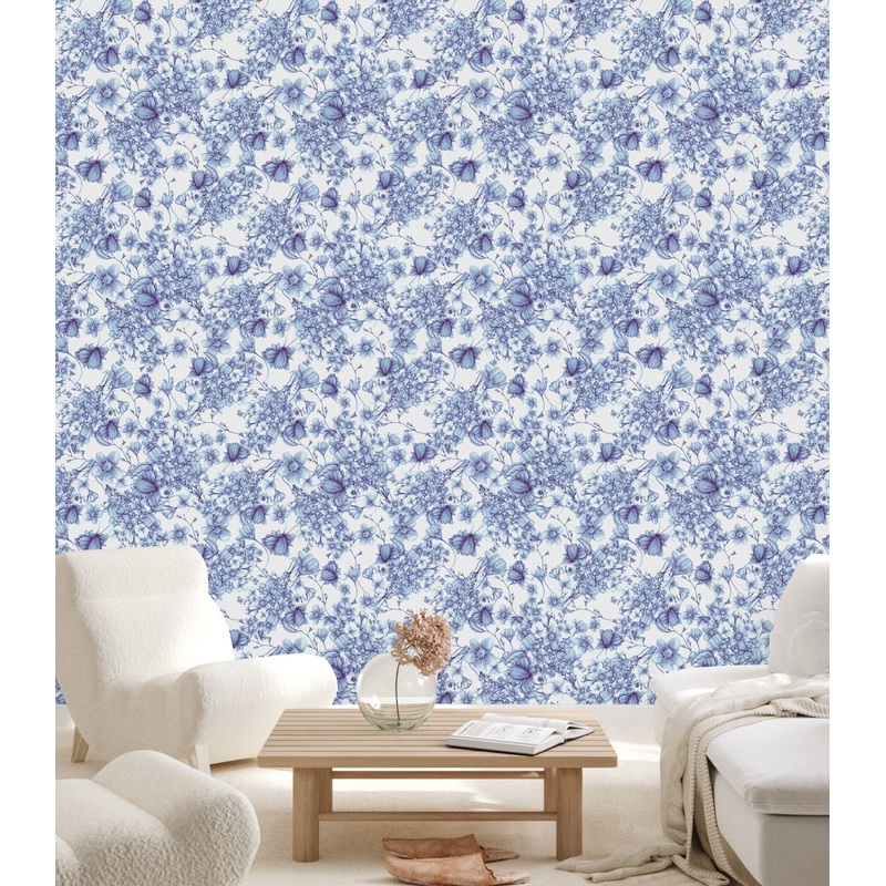 Stylish Blue Floral Wallpaper Chic Quality