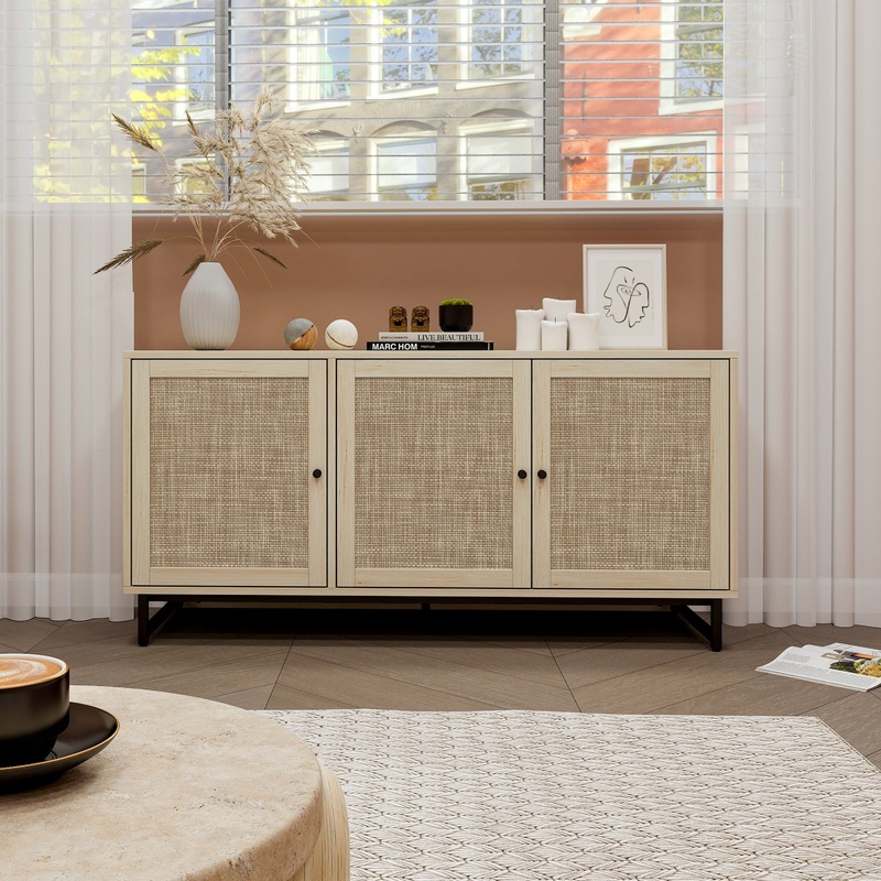 3 Door Cabinet, Sideboard Accent Cabinet, Storage Cabinet for Living Room, Hallway Entryway Kitchen