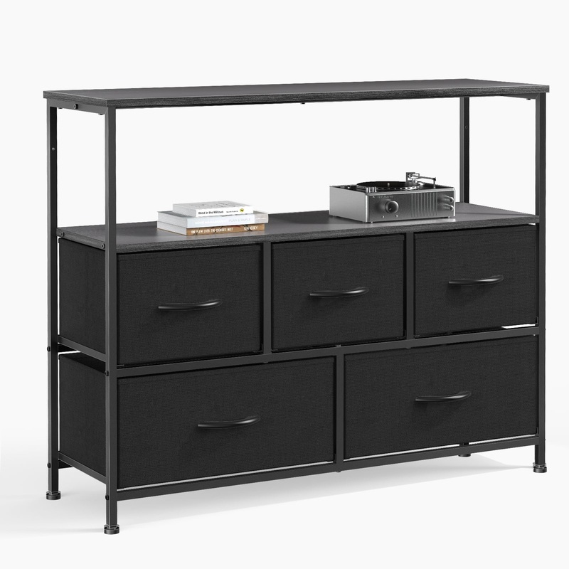Dresser for Bedroom, Chest of Drawers, 5 Drawer Dresser, Closet Fabric Dresser with Metal Frame