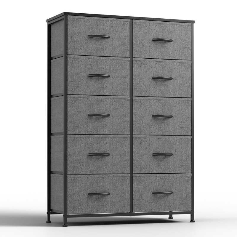Dresser for Bedroom Storage Drawers, Fabric Storage Tower with 11 Drawers Sturdy Metal Frame