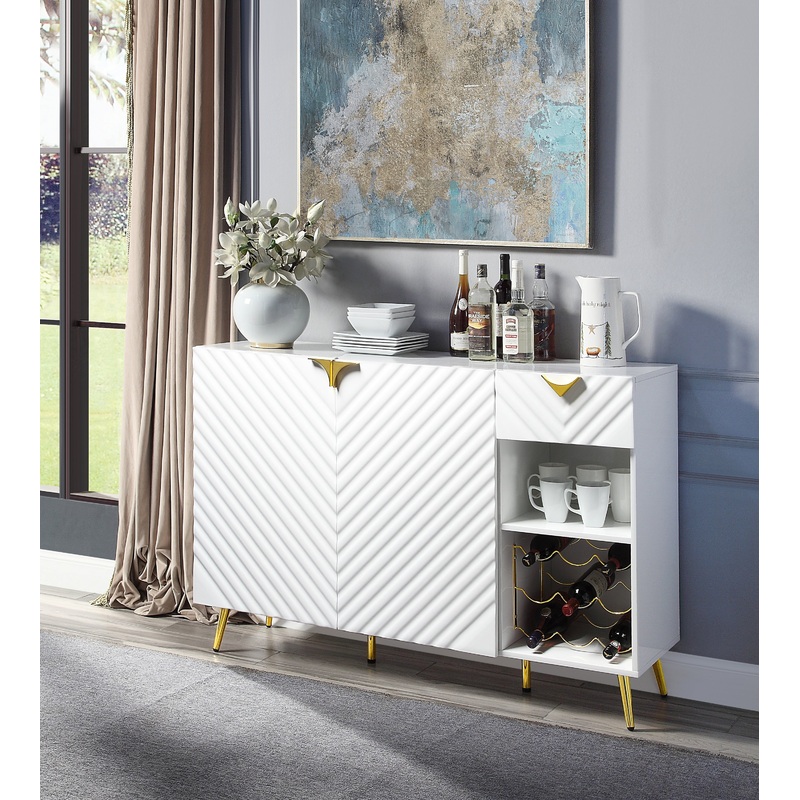 Gaines Server, White High Gloss Finish