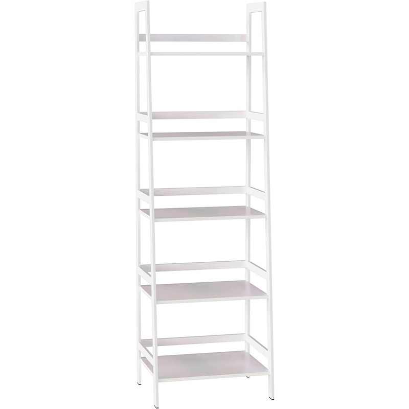 Ladder Shelf, 5 Tier White Bookshelf, Modern Open Bookcase for Bedroom, Living Room, Office, White