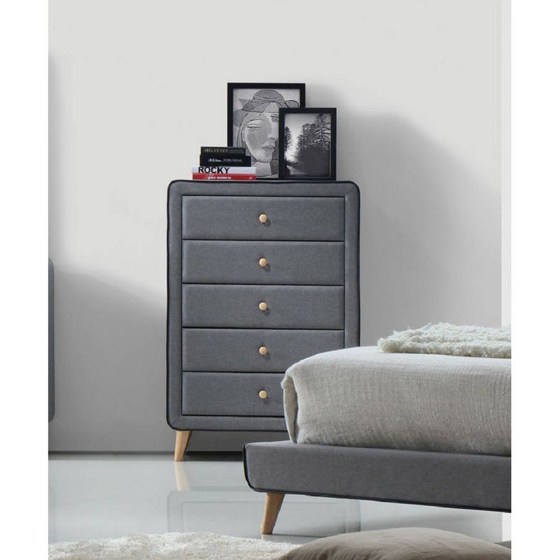 Valda Chest in Light Gray Fabric